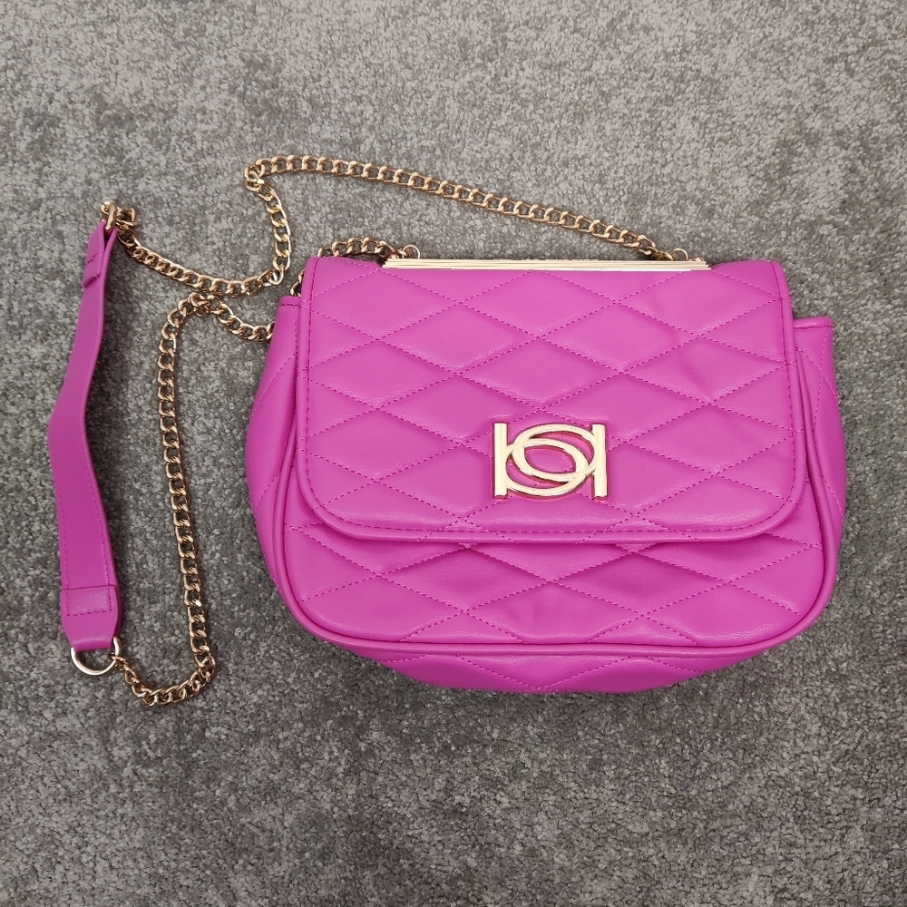 Bebe Women's Quilted Crossbody Bag in Pink Gold Hardware Y2K Barbiecore